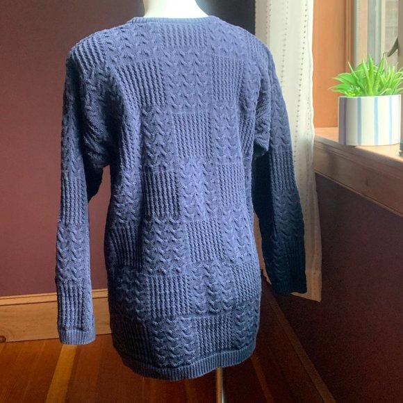 Preview (Nordstrom) Navy Blue Cable Knit Sweater M - Picture 2 of 7